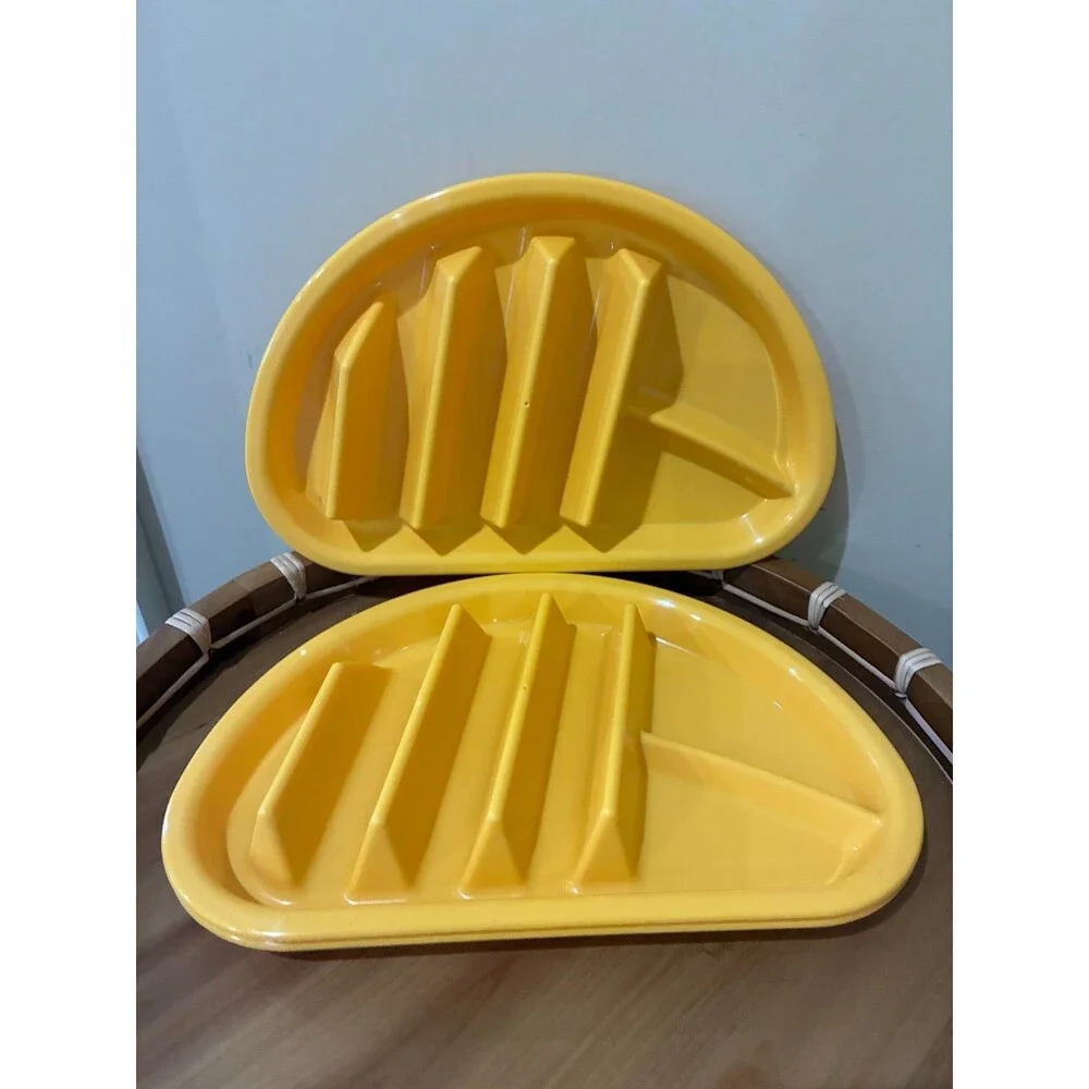 Arrow Home Plastic Fiesta Taco Plate, Holds 3 Tacos & 2 Sides - 3 YELLOW 3 TURQ
